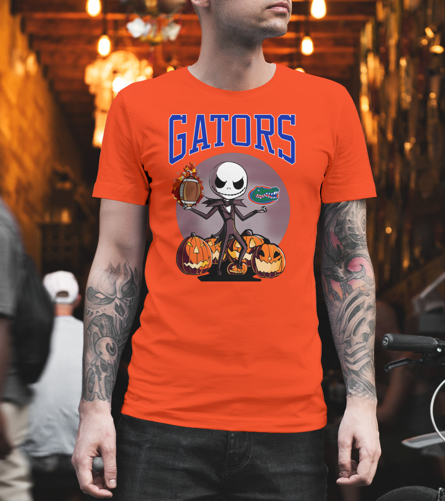 Gators Jack Skellington Florida Halloween Football Pumpkins T-Shirt