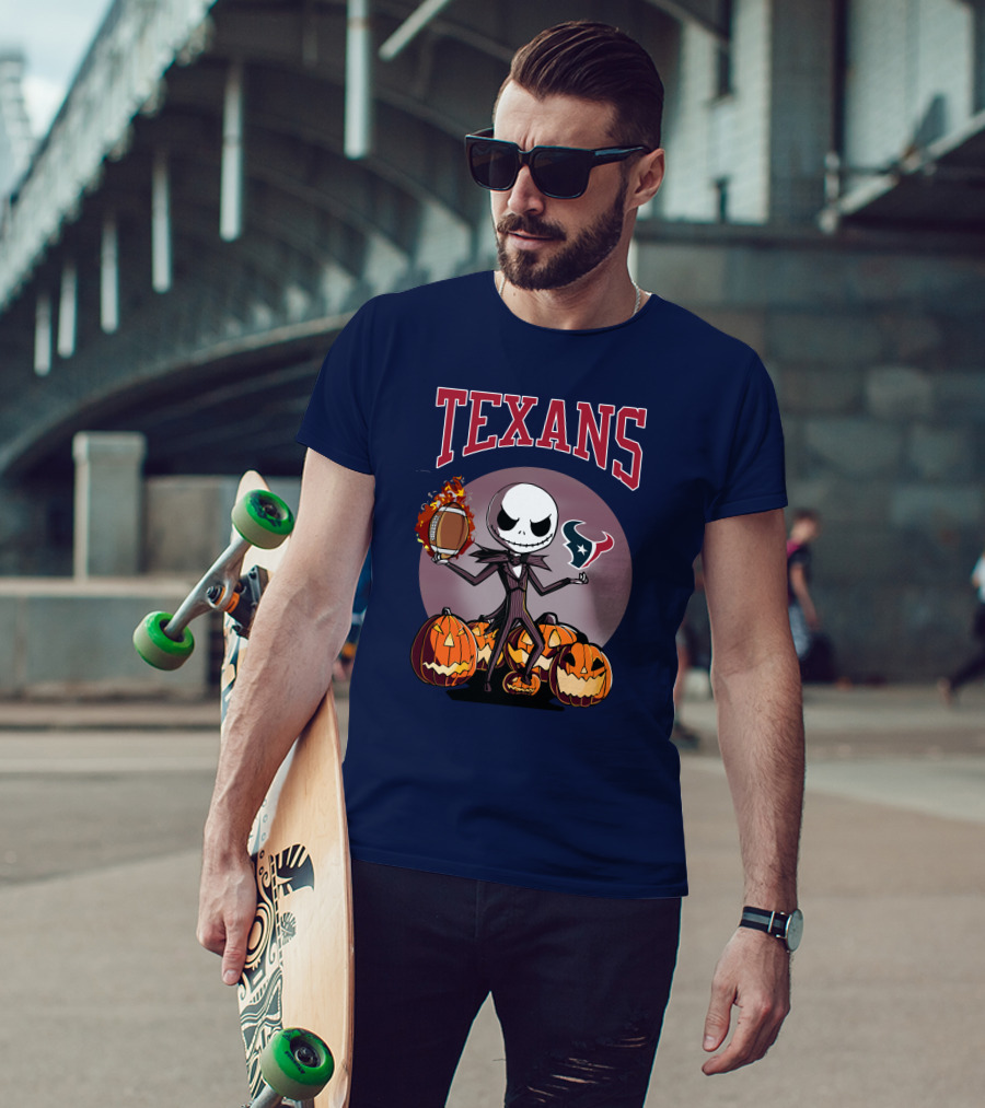Texans Halloween Jack Skellington Football Pumpkins T-Shirt