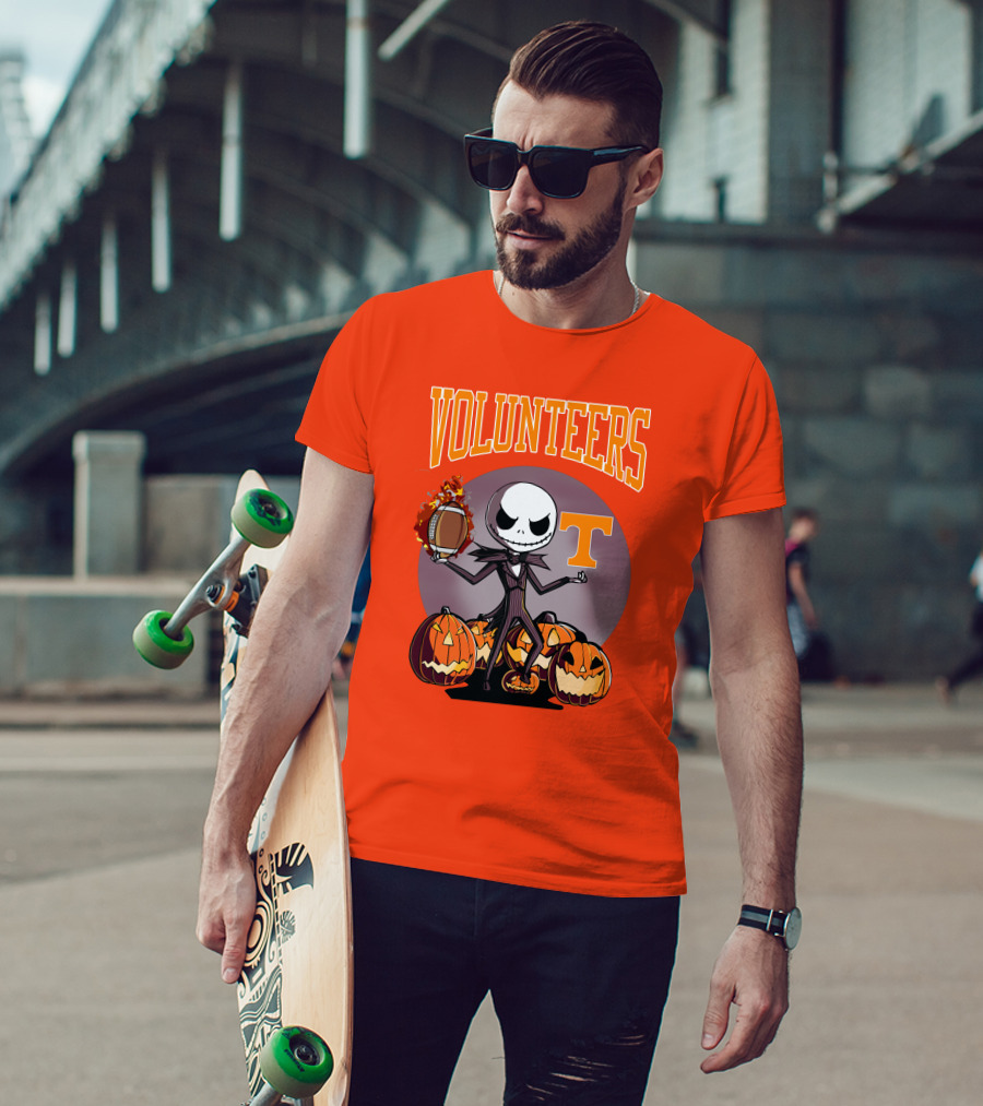 Tennessee Volunteers Jack Skellington Halloween Football Pumpkins T-Shirt