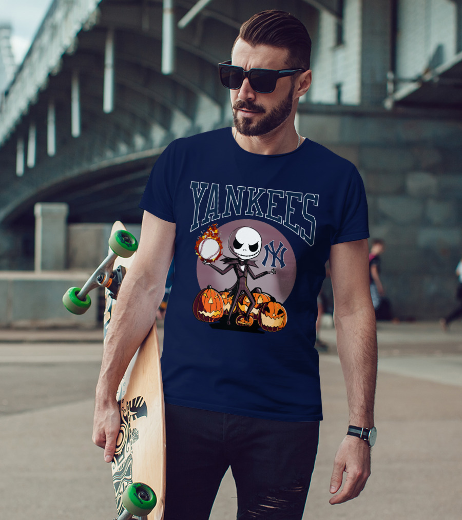 Yankees Jack Skellington Halloween Baseball Pumpkins T-Shirt