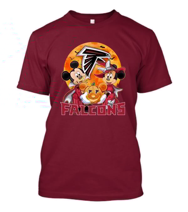 Atlanta Falcons Mickey Mouse Minnie Mouse Halloween Pumpkin T-Shirt