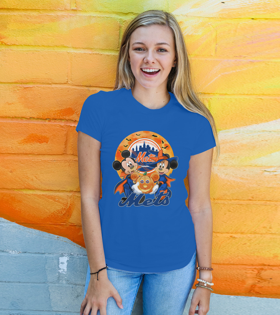 Mickey Minnie Mets Halloween Pumpkin Baseball Bats T-Shirt