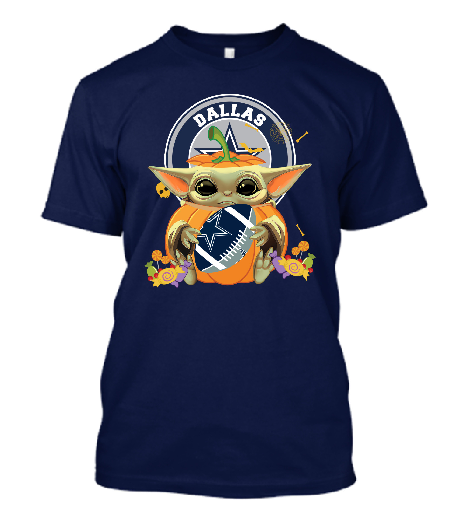 Halloween Pumpkin Baby Yoda Hug Dallas Cowboys Football T-Shirt
