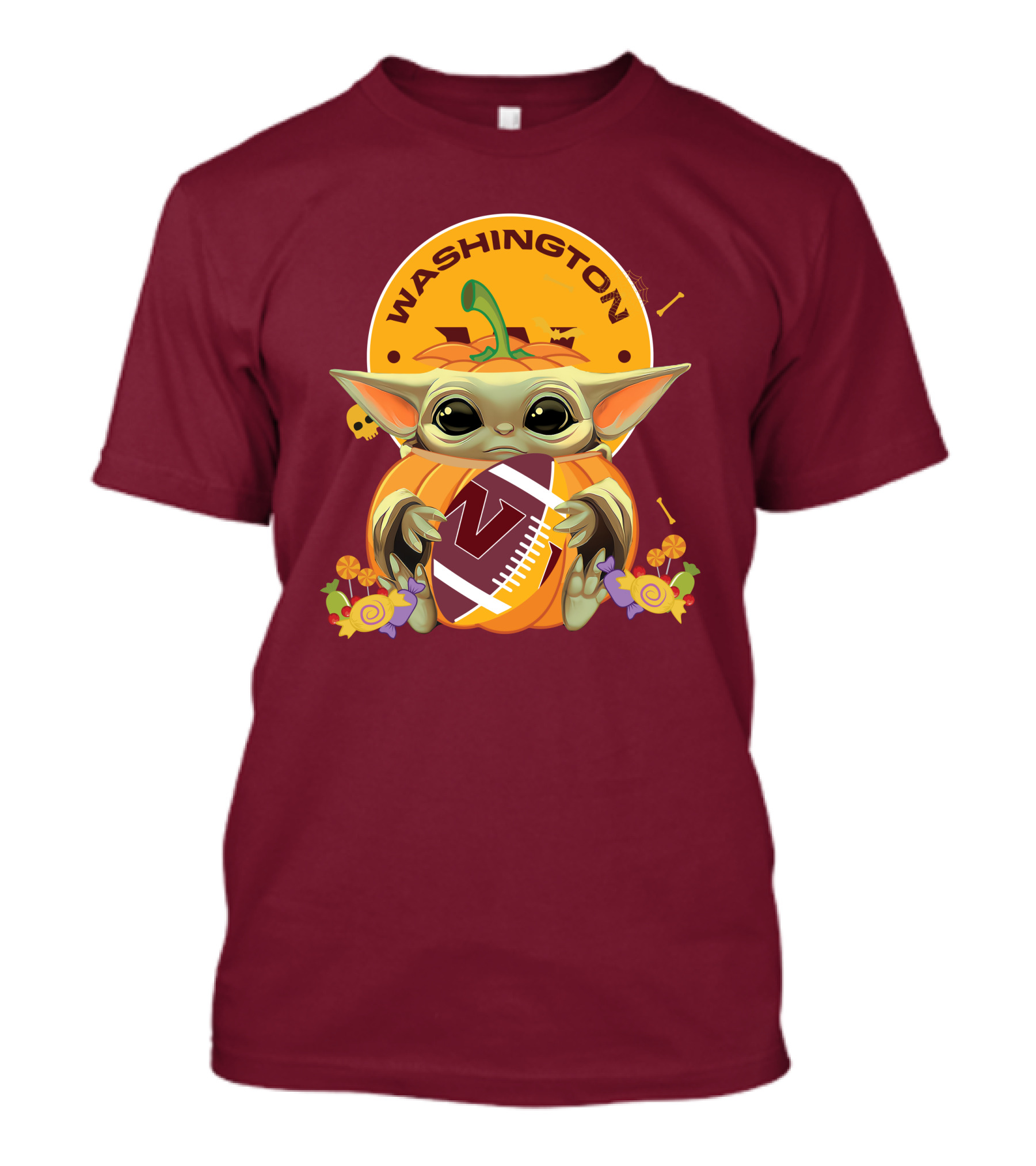 Halloween Baby Yoda Pumpkin Hugging Washington Football Team T-Shirt