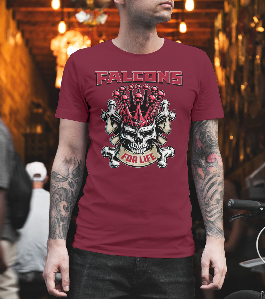 Falcons Skull King Crowned With Bones For Life T-Shirt