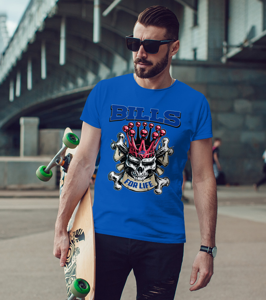 Buffalo Bills Skull King Crown For Life T-Shirt