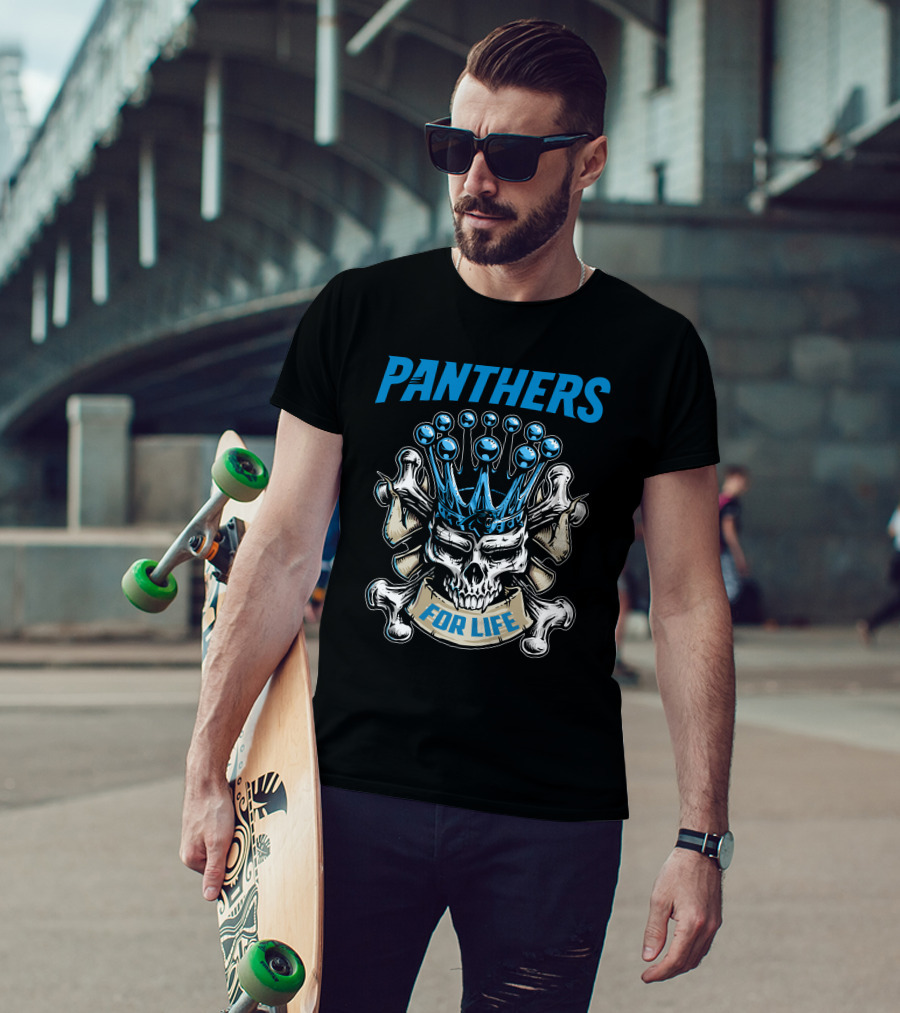 Panthers Skull King For Life T-Shirt