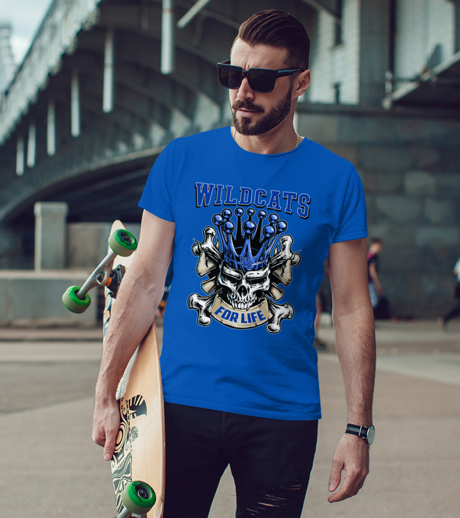 Wildcats For Life Skull King Kentucky Wildcats T-Shirt