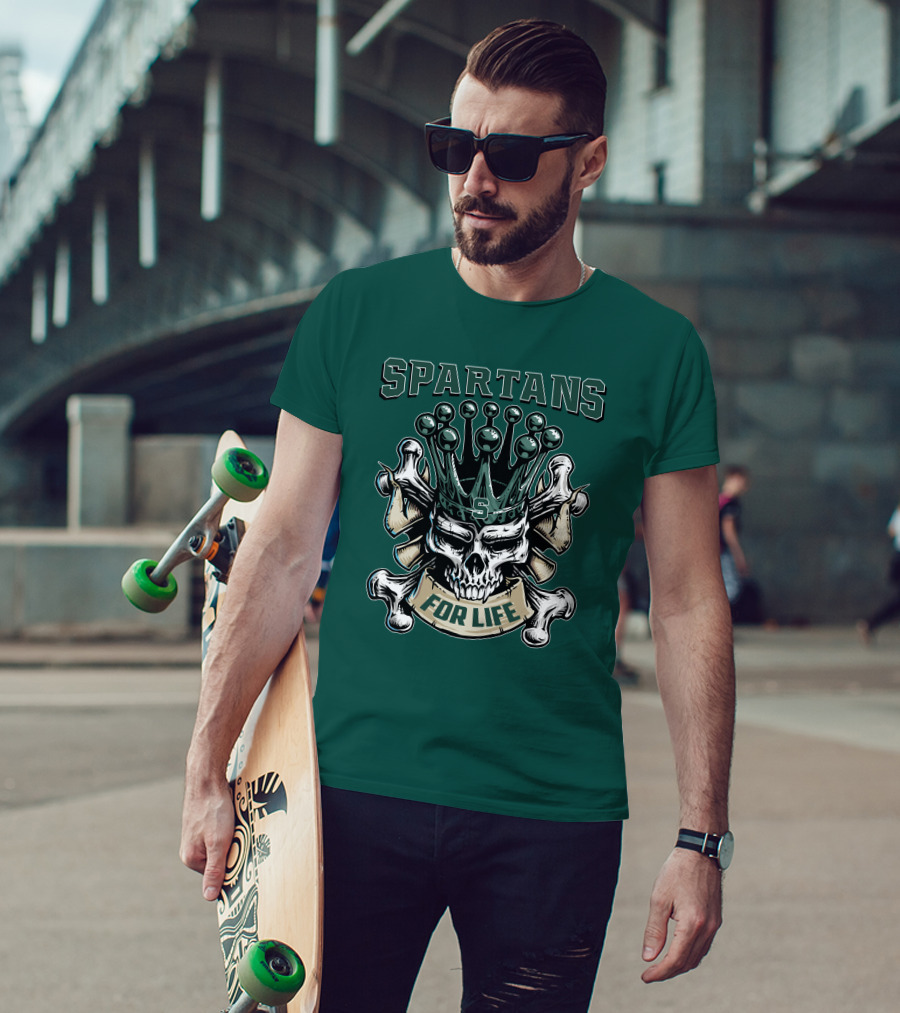 Spartans Skull King Michigan State For Life T-Shirt