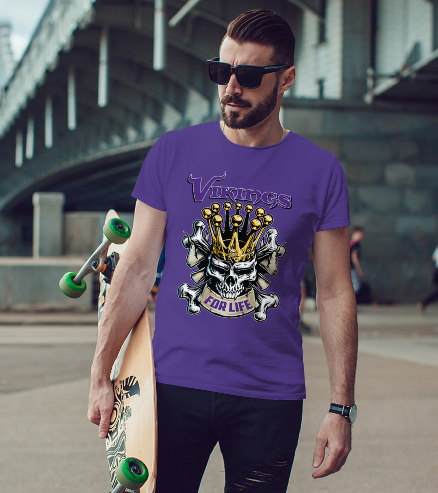 Vikings Skull King Crown For Life Minnesota T-Shirt
