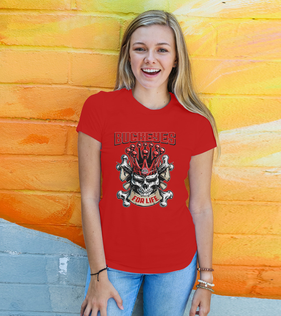 Buckeyes Skull King Ohio State For Life T-Shirt