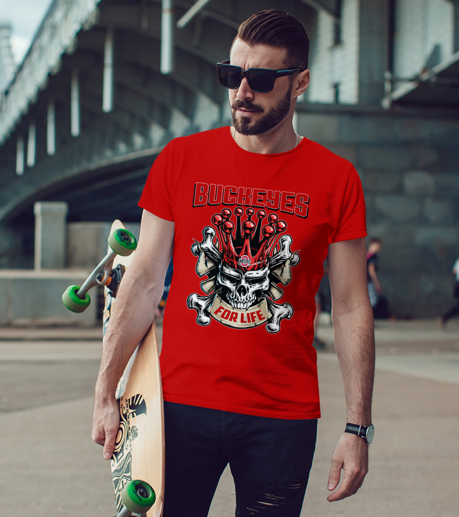 Buckeyes Skull King Ohio State For Life T-Shirt