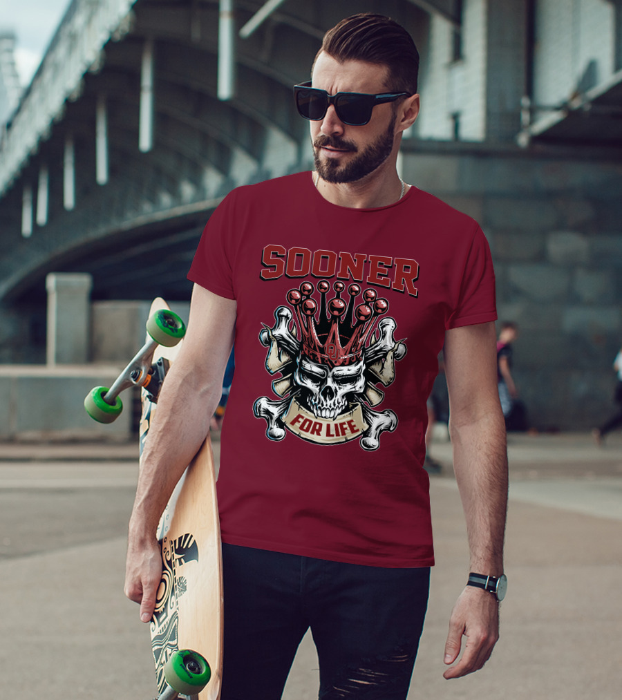 Sooner Skull King Ou Crown For Life T-Shirt