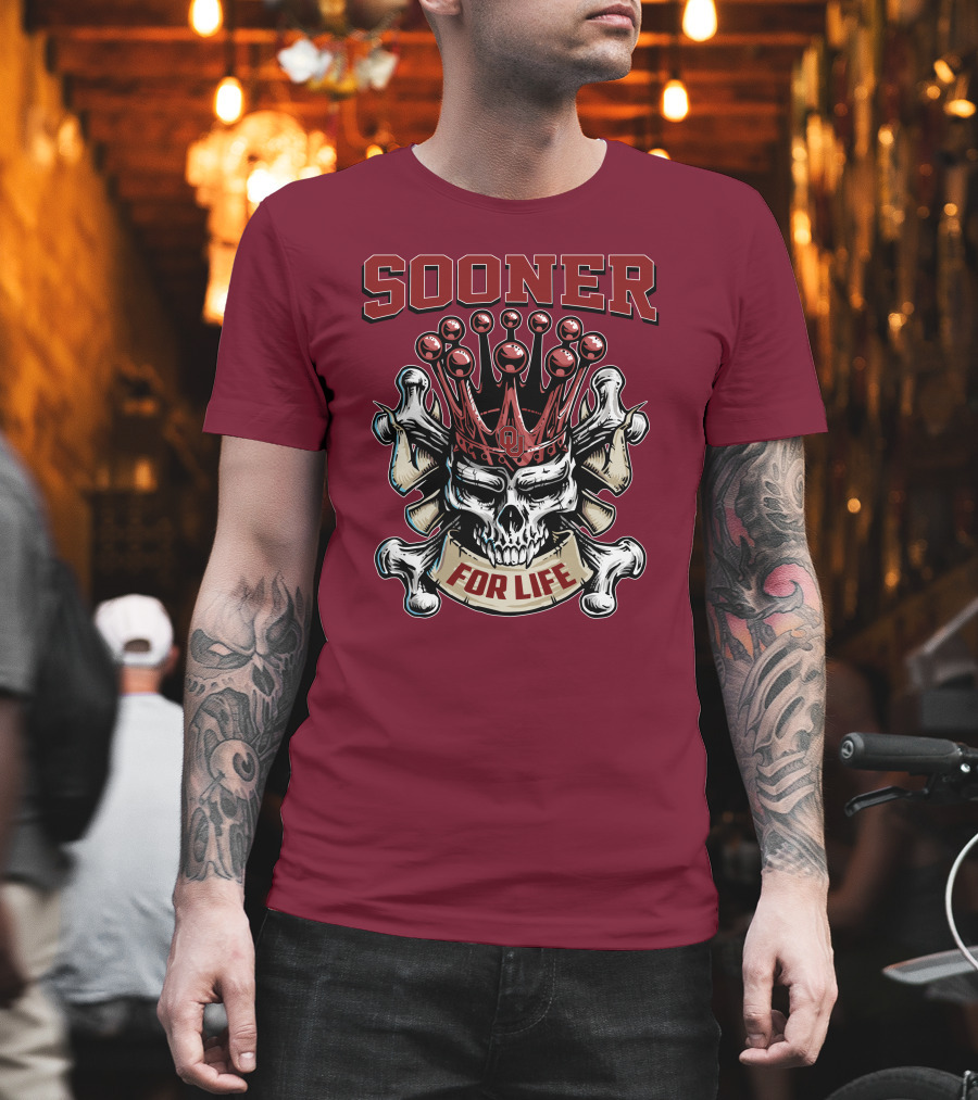 Sooner Skull King Ou Crown For Life T-Shirt