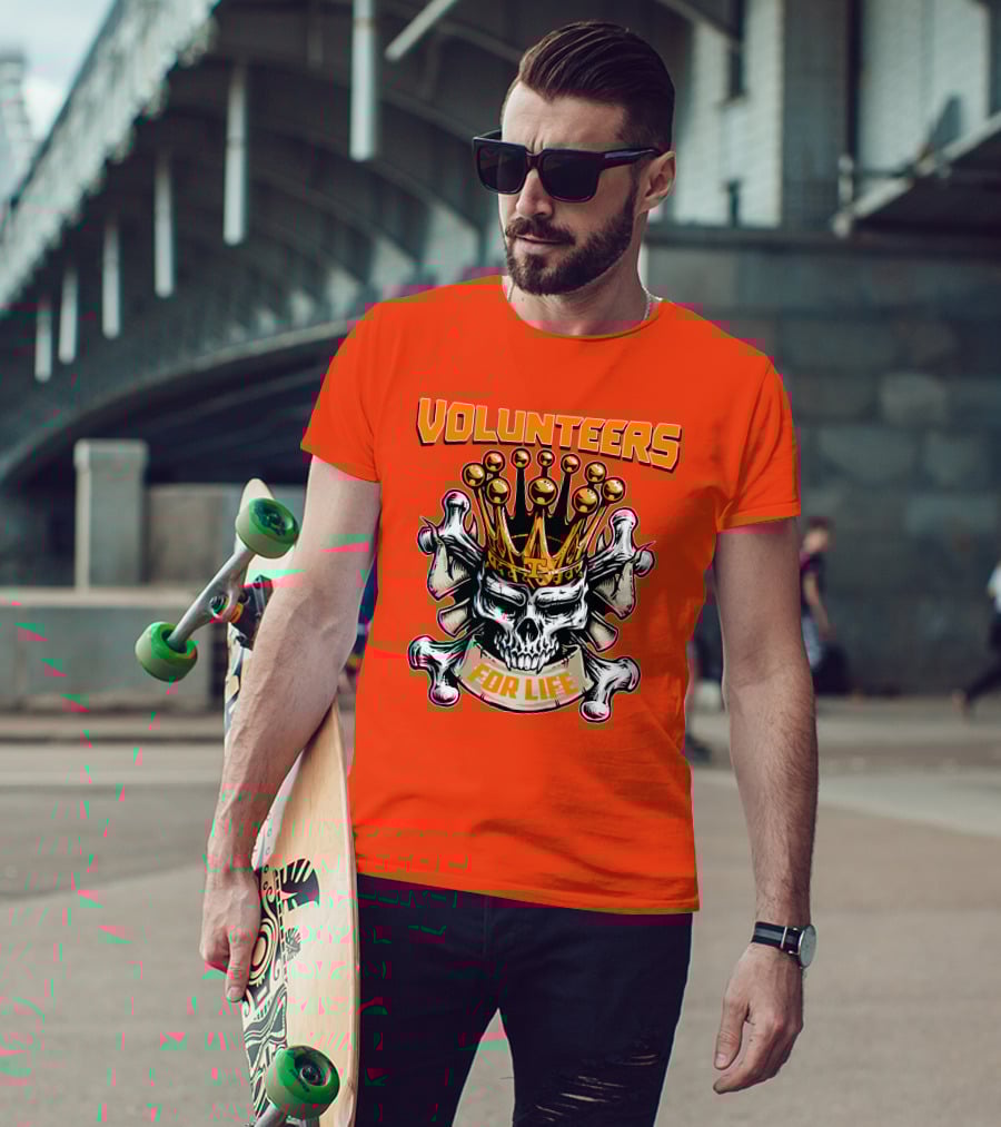 Volunteers Skull King Crown Tennessee For Life T-Shirt