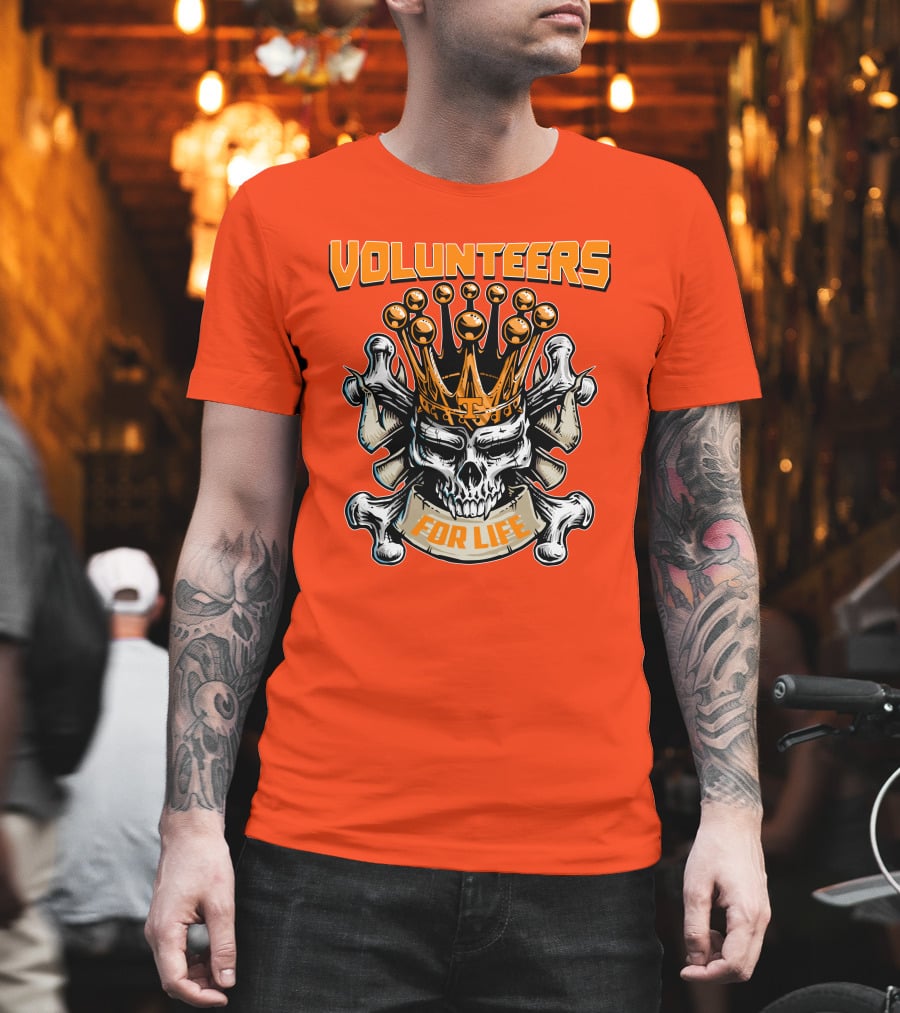 Volunteers Skull King Crown Tennessee For Life T-Shirt