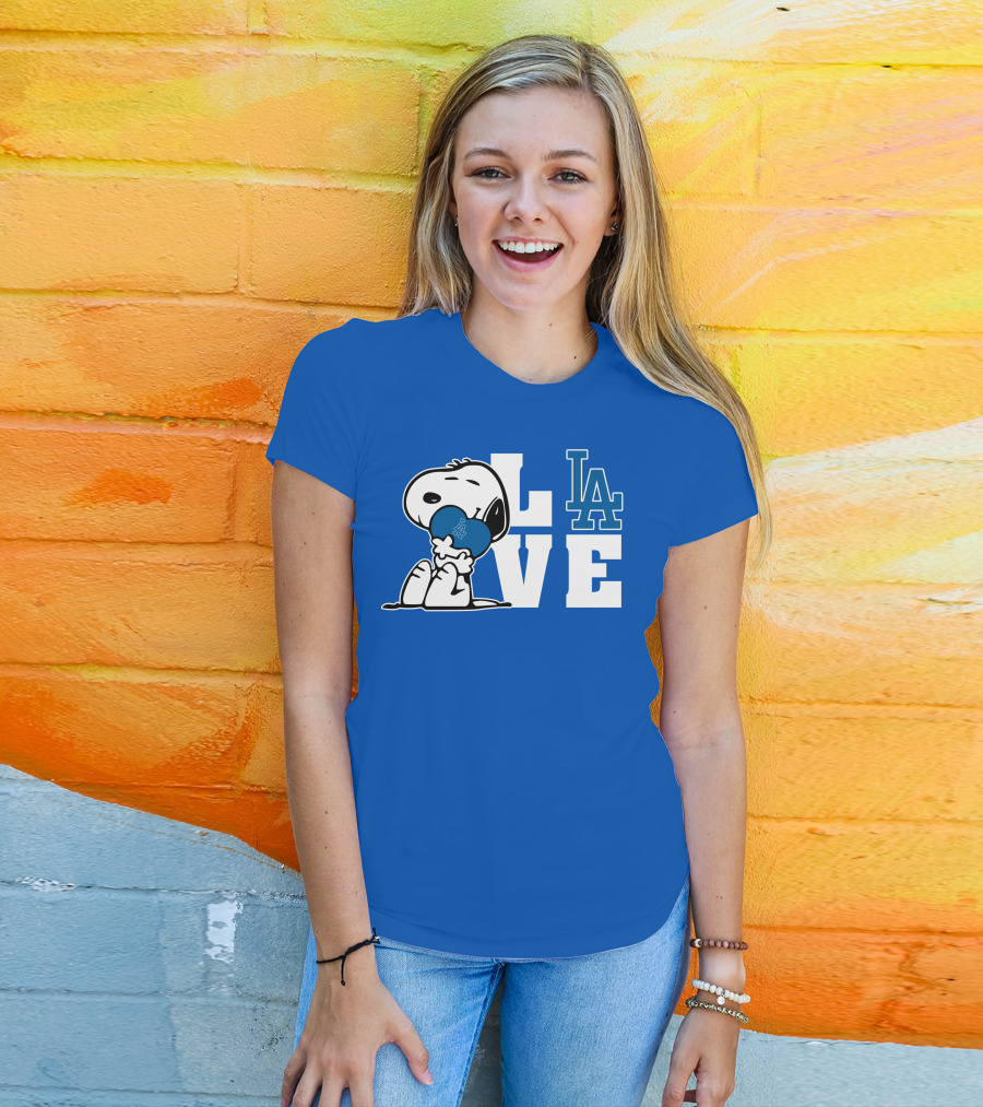 Snoopy Love La Dodgers Peanuts Mlb Collaboration T-Shirt