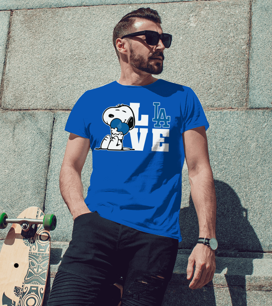 Snoopy Love La Dodgers Peanuts Mlb Collaboration T-Shirt