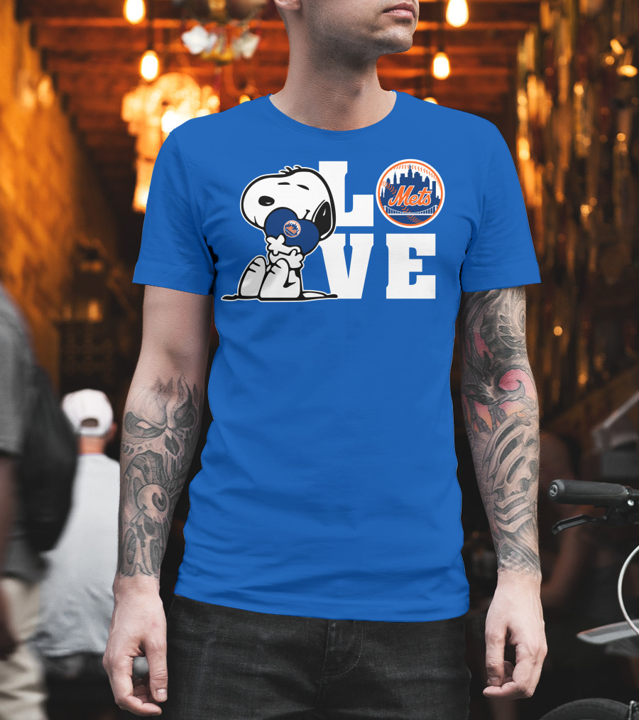 Snoopy Love Mets Baseball New York Peanuts Fan Gear T-Shirt