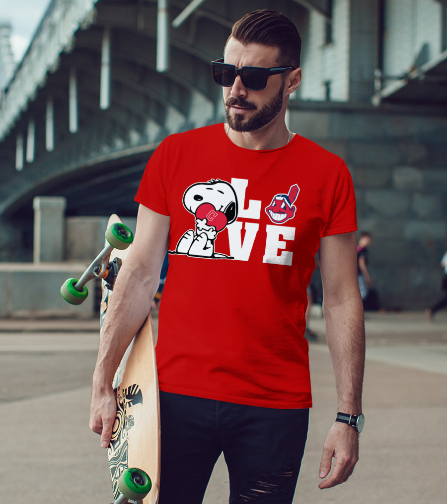 Snoopy Love Cleveland Heart Chief Wahoo T-Shirt