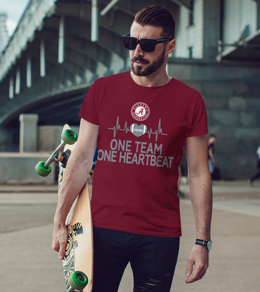 Alabama Crimson Tide One Team One Heartbeat Football Heartbeat T-Shirt