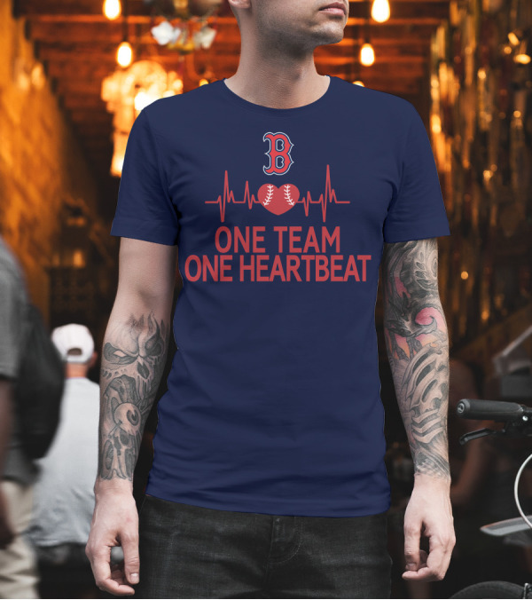 Boston Red Sox Heartbeat Unity Baseball T-Shirt Boston Red Sox Heartbeat Unity Baseball T-Shirt