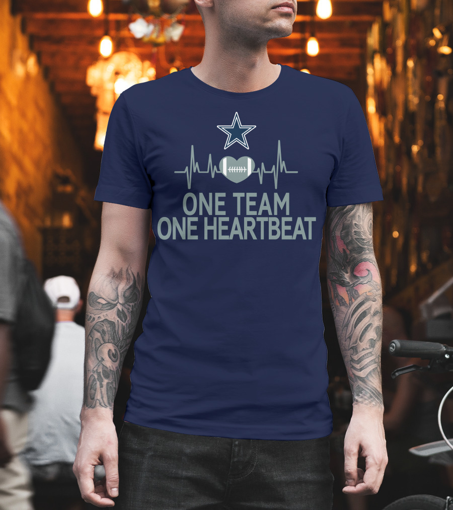 Dallas Cowboys Star Heartbeat Football One Team One Heartbeat T-Shirt