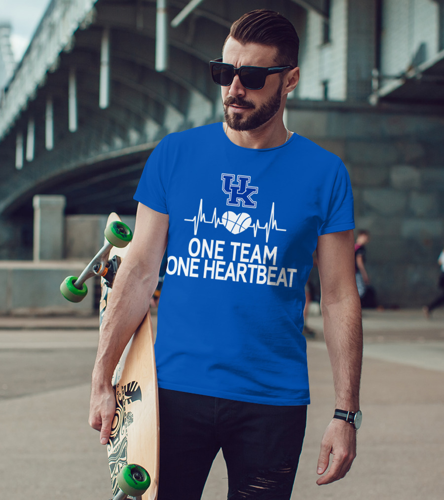 Kentucky Wildcats UK Logo One Team One Heartbeat Basketball Heartbeat T-Shirt