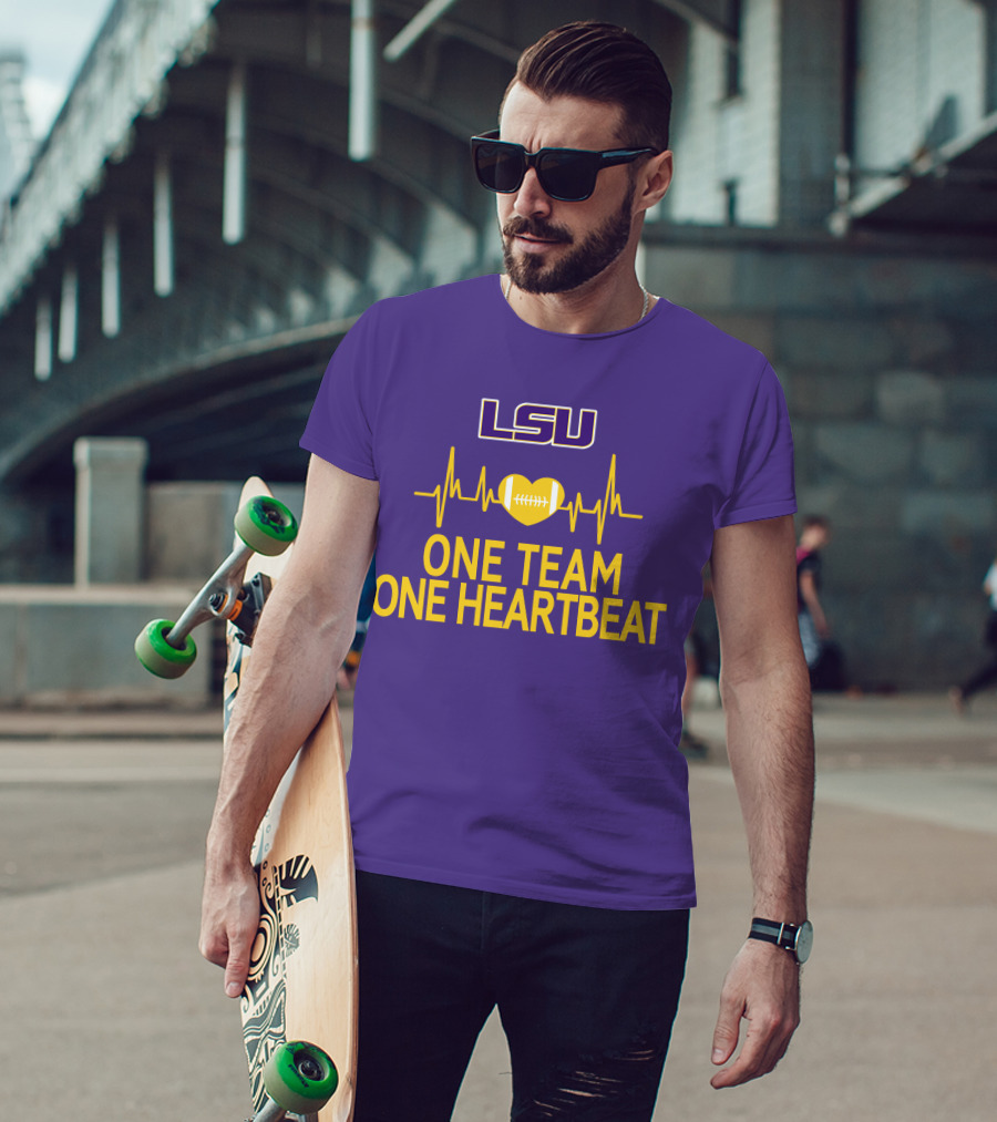 Lsu Tigers One Team One Heartbeat Football Heartbeat T-Shirt