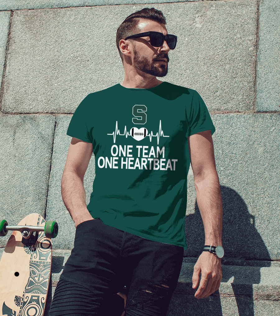 Michigan State Spartans S Logo Football Heartbeat One Team One Heartbeat T-Shirt