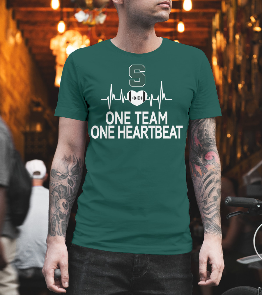 Michigan State Spartans S Logo Football Heartbeat One Team One Heartbeat T-Shirt