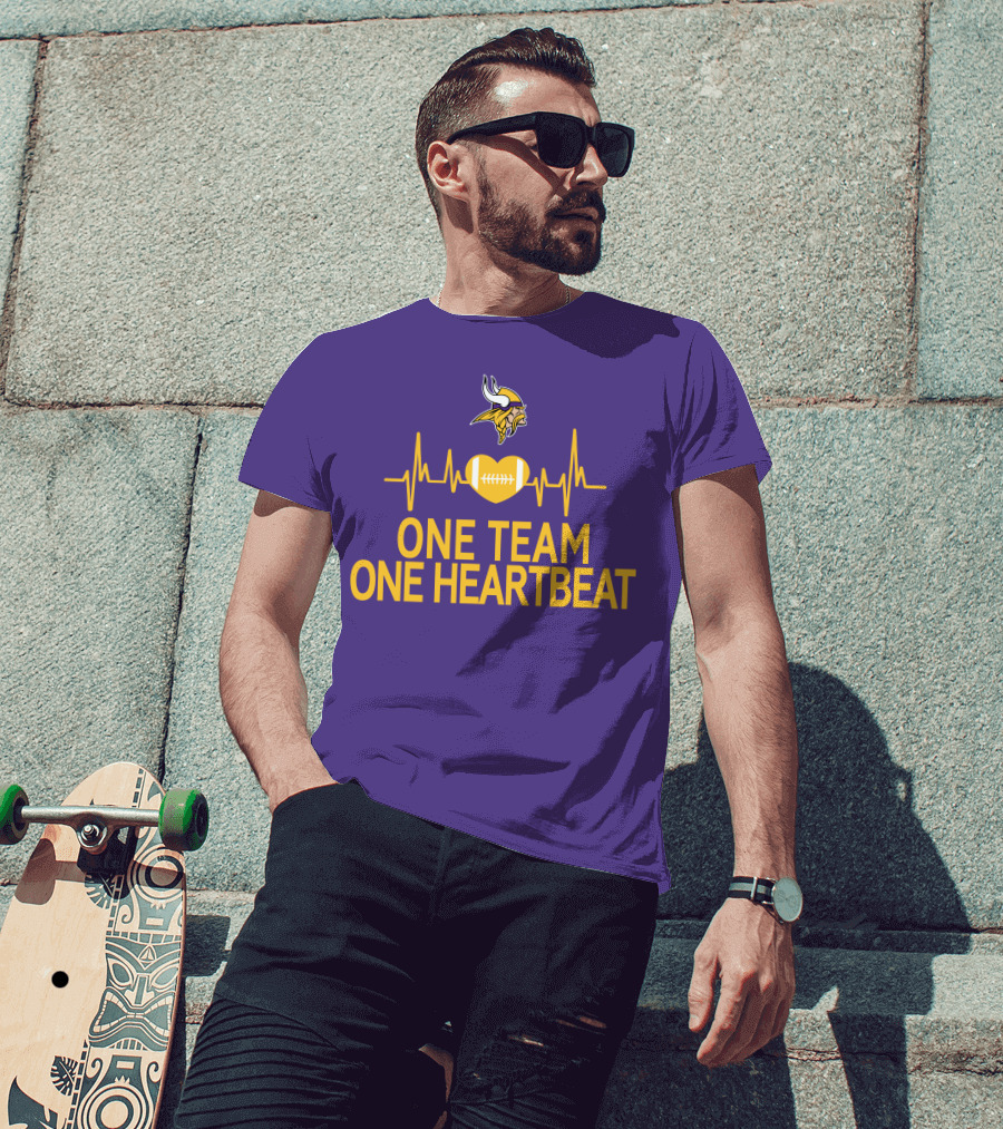 Minnesota Vikings One Team One Heartbeat Football Heartbeat T-Shirt