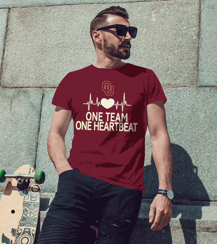 Oklahoma Sooners Football Heartbeat One Team One Heartbeat T-Shirt