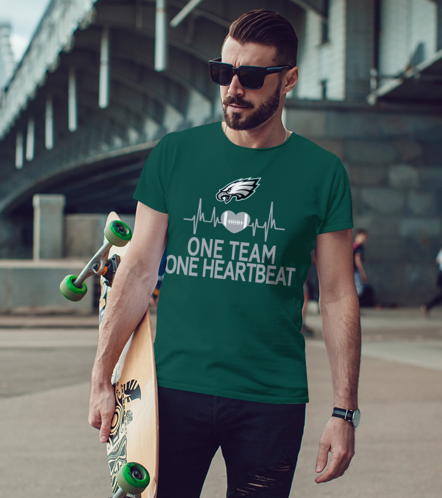 Philadelphia Eagles One Team One Heartbeat Football Logo Heartbeat T-Shirt