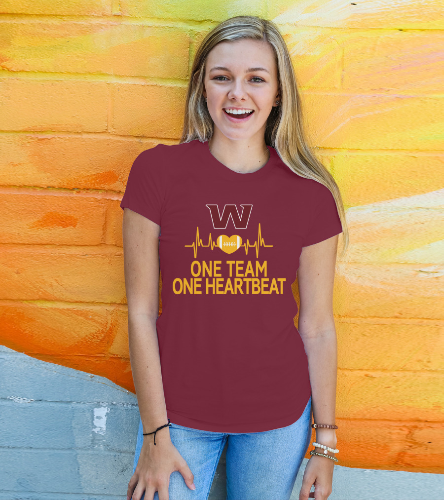 Washington Football Team W One Team One Heartbeat Football Heartbeat T-Shirt