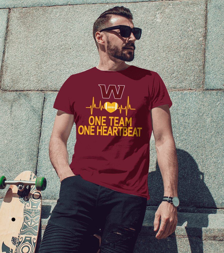 Washington Football Team W One Team One Heartbeat Football Heartbeat T-Shirt