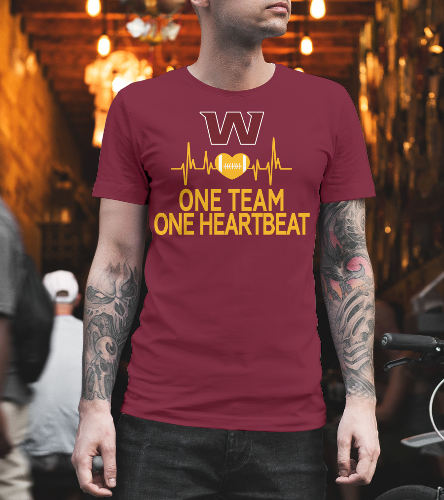 Washington Football Team W One Team One Heartbeat Football Heartbeat T-Shirt
