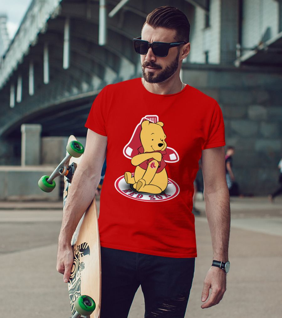 Boston Red Sox Winnie The Pooh Hugging Baseball T-Shirt
