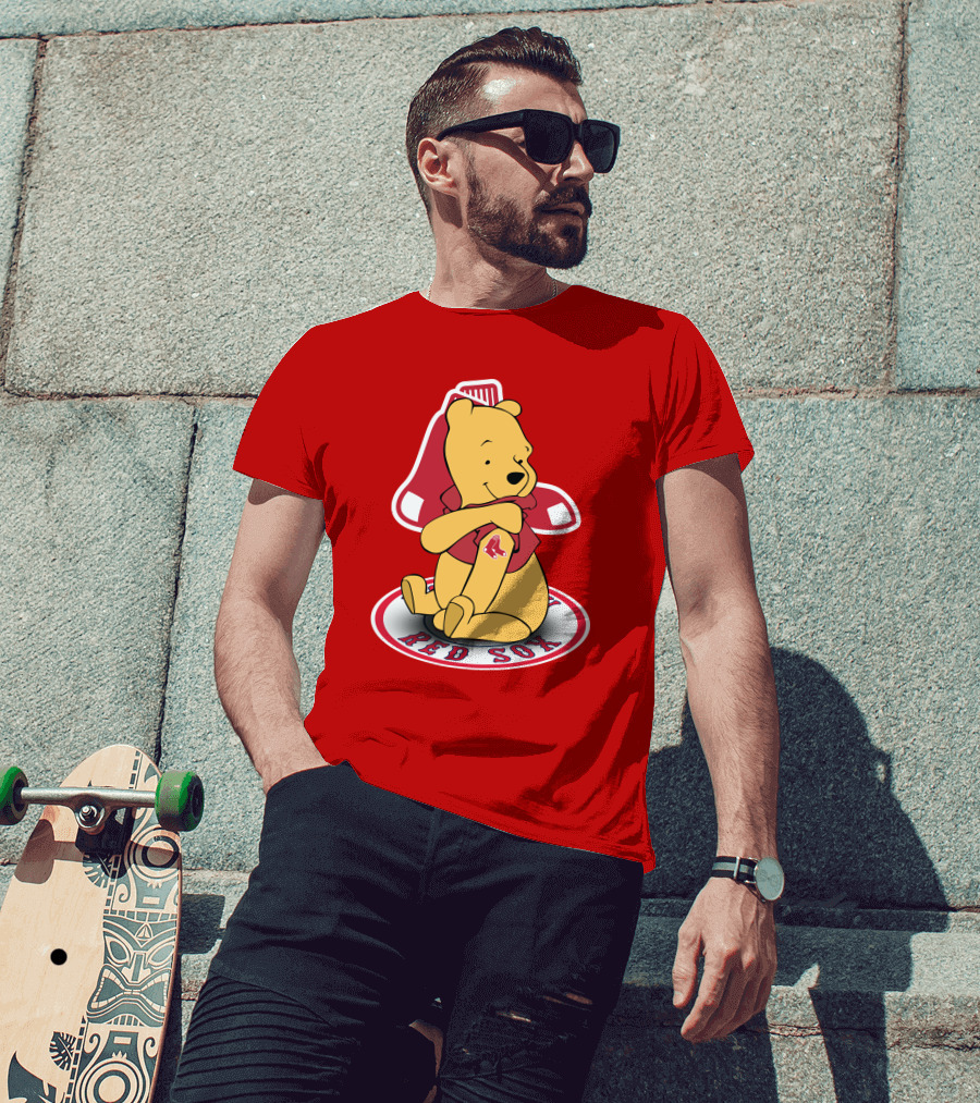 Boston Red Sox Winnie The Pooh Hugging Baseball T-Shirt