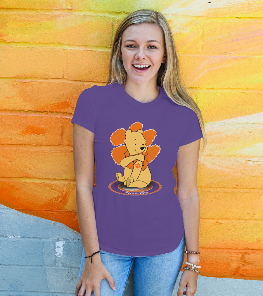 Clemson Tigers Winnie The Pooh Paw Prints T-Shirt
