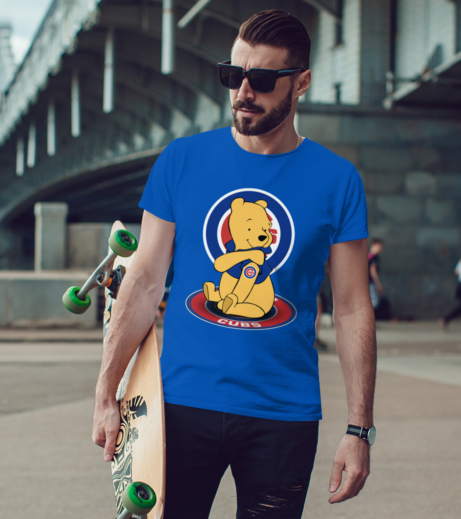 Chicago Cubs Pooh Bear Crossover Logo T-Shirt