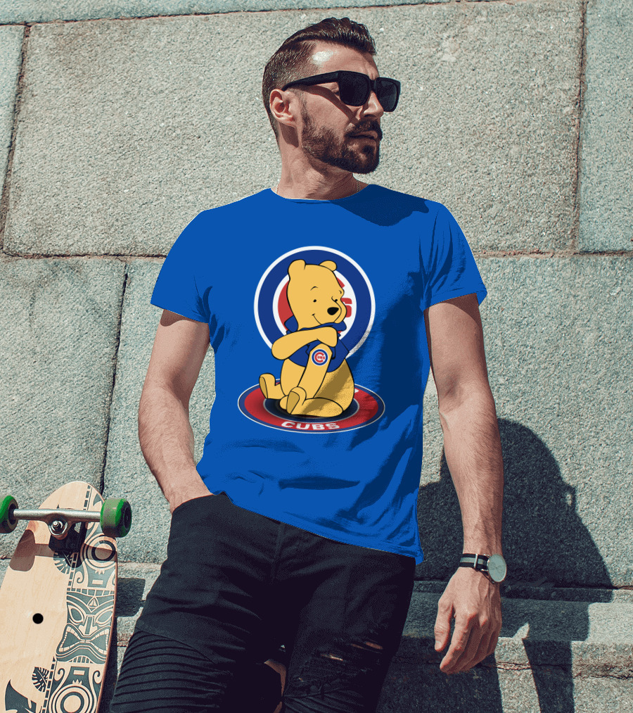 Chicago Cubs Pooh Bear Crossover Logo T-Shirt
