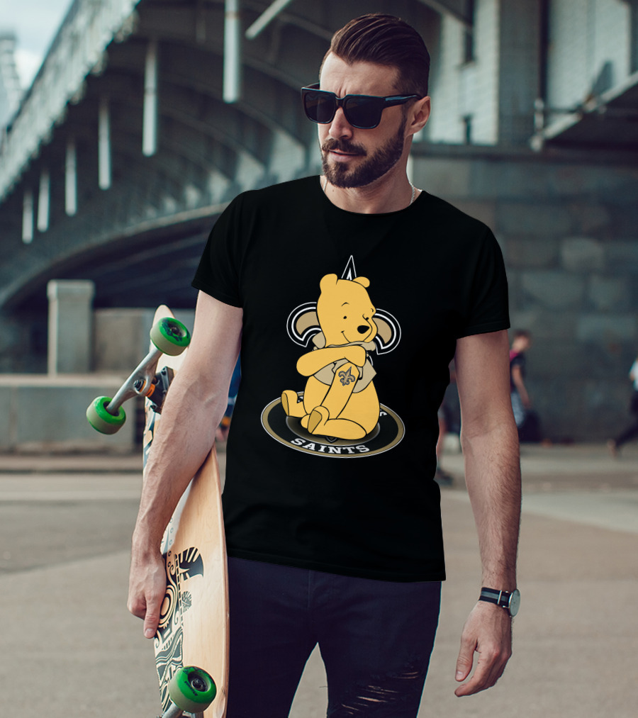 New Orleans Saints Winnie The Pooh Fan Logo Fusion T-Shirt