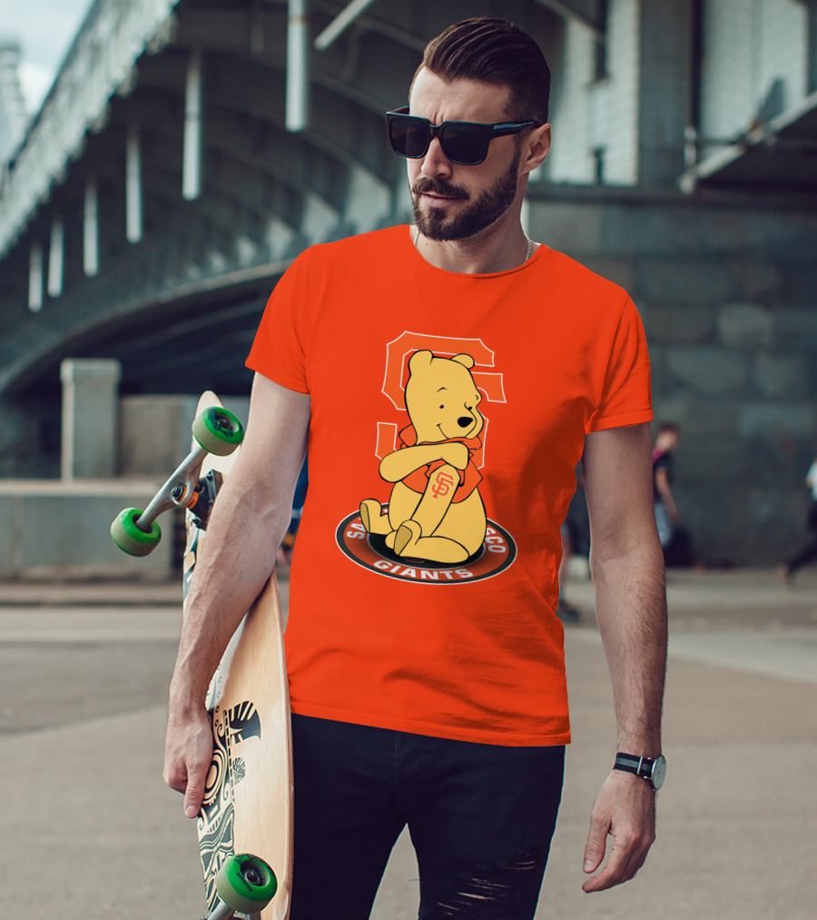 San Francisco Giants Winnie The Pooh Sitting With SF T-Shirt