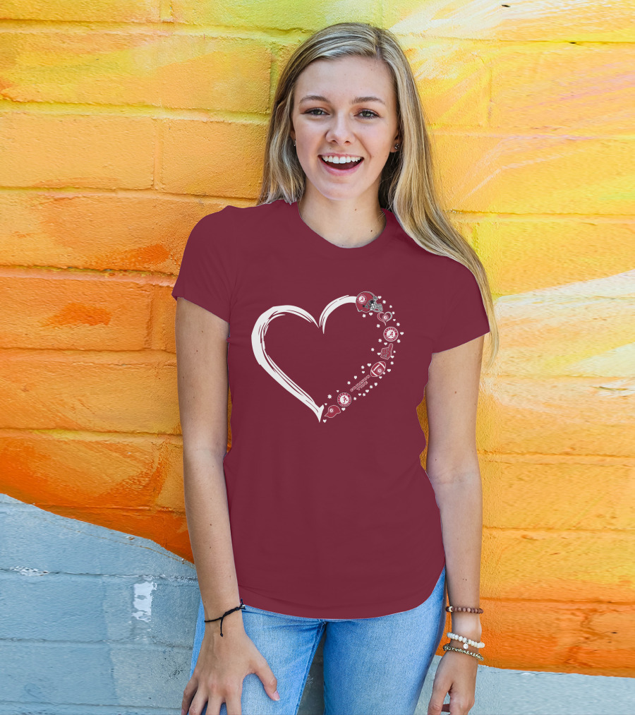Alabama Crimson Tide Heart Design #1 Fan T-Shirt