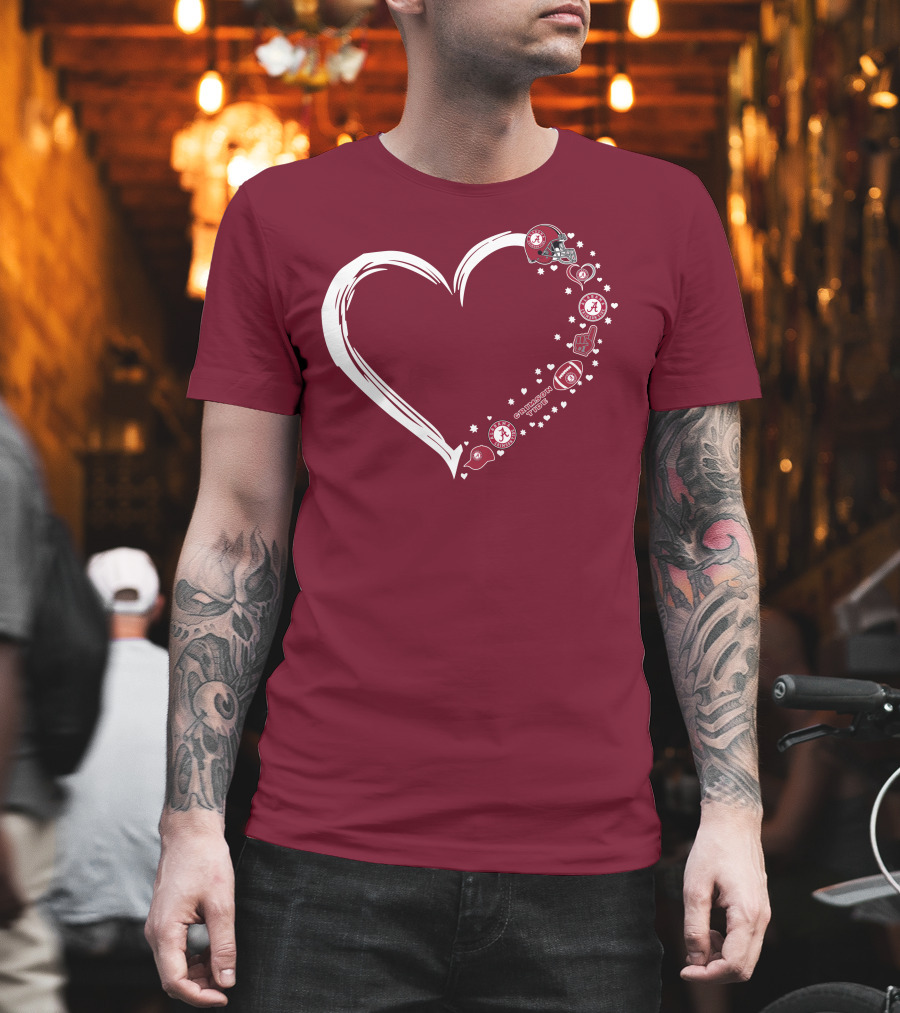 Alabama Crimson Tide Heart Design #1 Fan T-Shirt