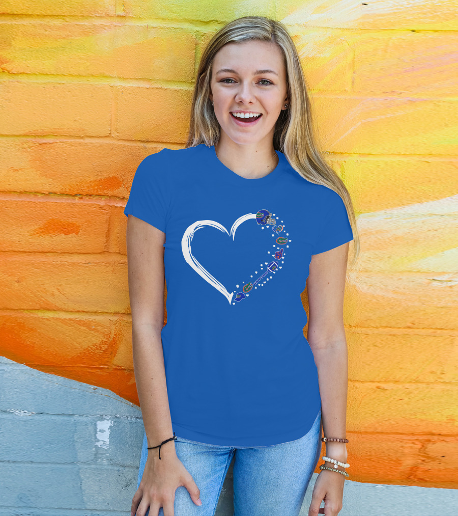 Florida Gators Love Heart Helmet Fan Symbols T-Shirt