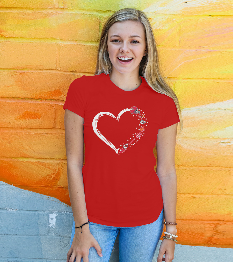 Kansas City Chiefs Fan Heart Helmet Football Stars Chiefs T-Shirt
