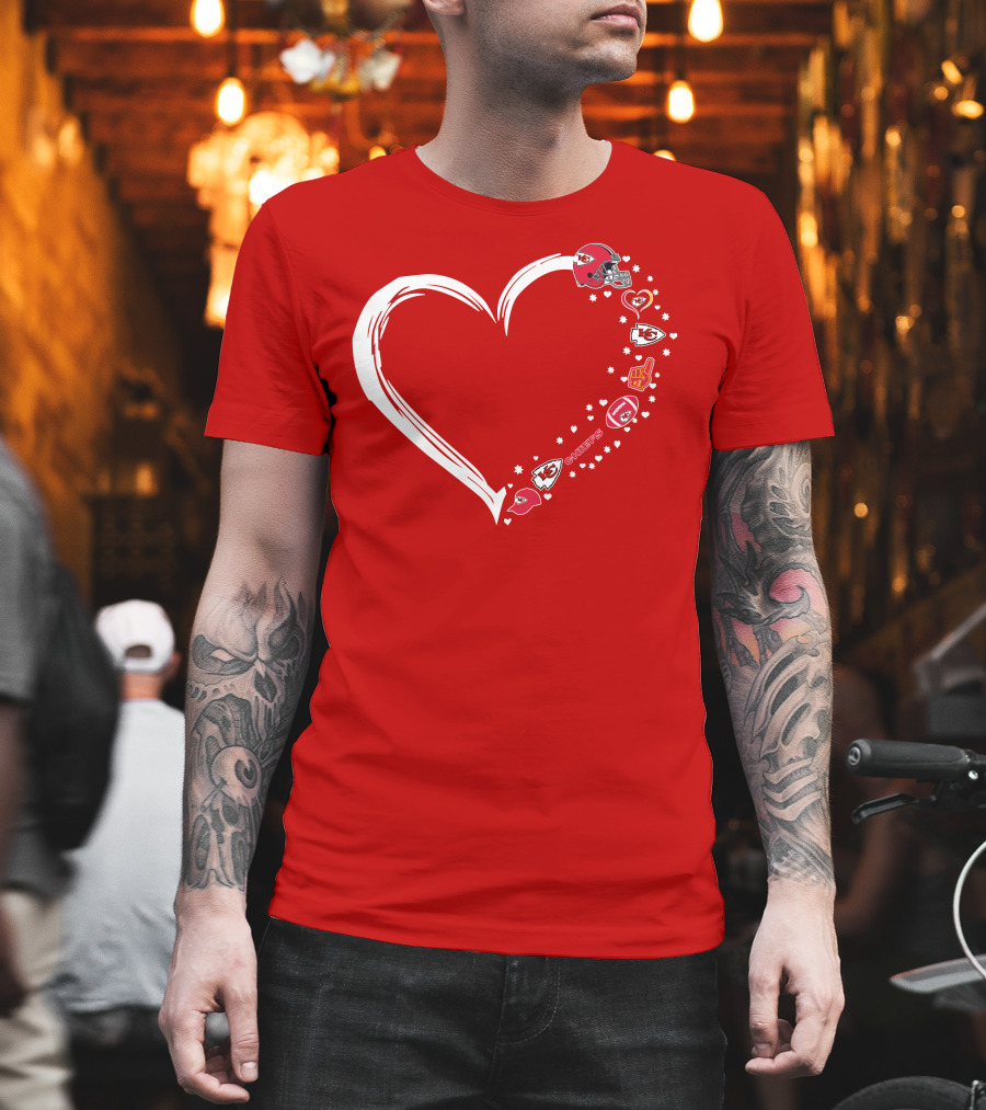 Kansas City Chiefs Fan Heart Helmet Football Stars Chiefs T-Shirt