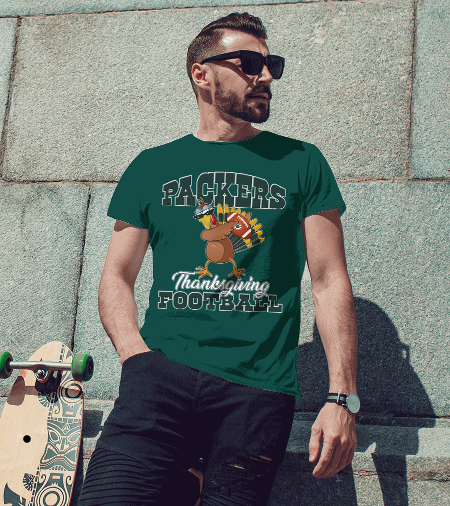 Packers Thanksgiving Football Turkey With Sunglasses T-Shirt